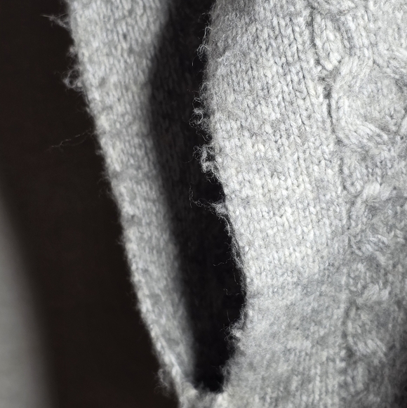 Rachel Zoe Gray Cable Knit Poncho Sweater Mock Turtleneck 2X Oversized - Picture 8 of 8